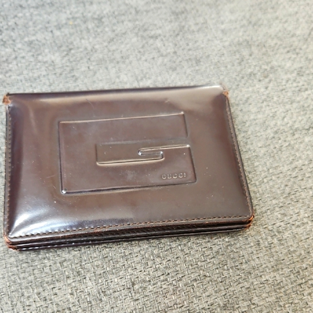 Gucci VINTAGE Dark Brown Leather Card Wallet